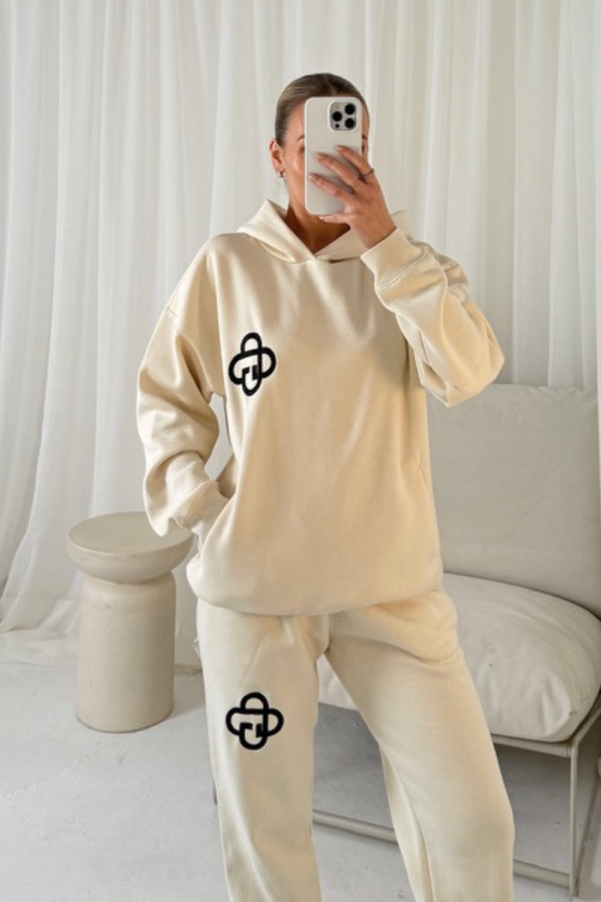 G monogram ecru embroidered hoodie joggers loungewear