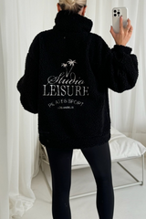 Studio leisure black embroidered 3/4 zip fleece