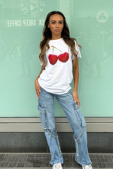 Cherry white printed t-shirt