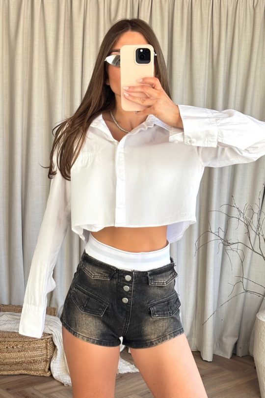 Nadine black boxer denim shorts