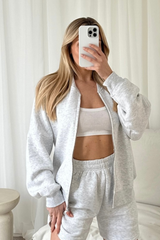 Ava Marl Grey Bomber Jacket Loungewear Cash N Carry
