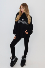 Courchevel black embroidered oversized knit jumper