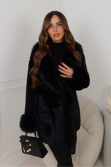 RABANNA BLACK FAUX FUR COAT