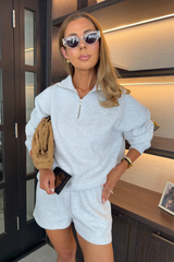 Palm light marl printed 3/4 zip sweater - Resort Collective