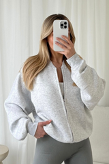 Ava Marl Grey Bomber Jacket Loungewear Cash N Carry