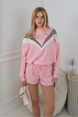 MOIRA PINK SWEATER AND MATCHING SHORTS CO ORD TWO PIECE SET