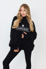 Courchevel black embroidered oversized knit jumper