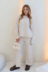 Ashley cream knit sweater and trousers