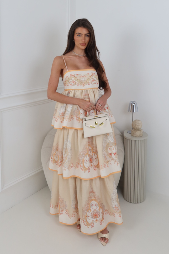 CANDICE ORANGE RUFFLE MAXI DRESS