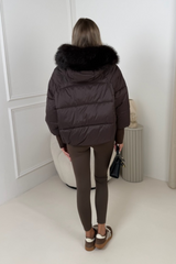 Layla Black puffer faux fur coat