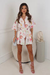 Fran white sea shell print linen shirt & shorts co ord co-ord