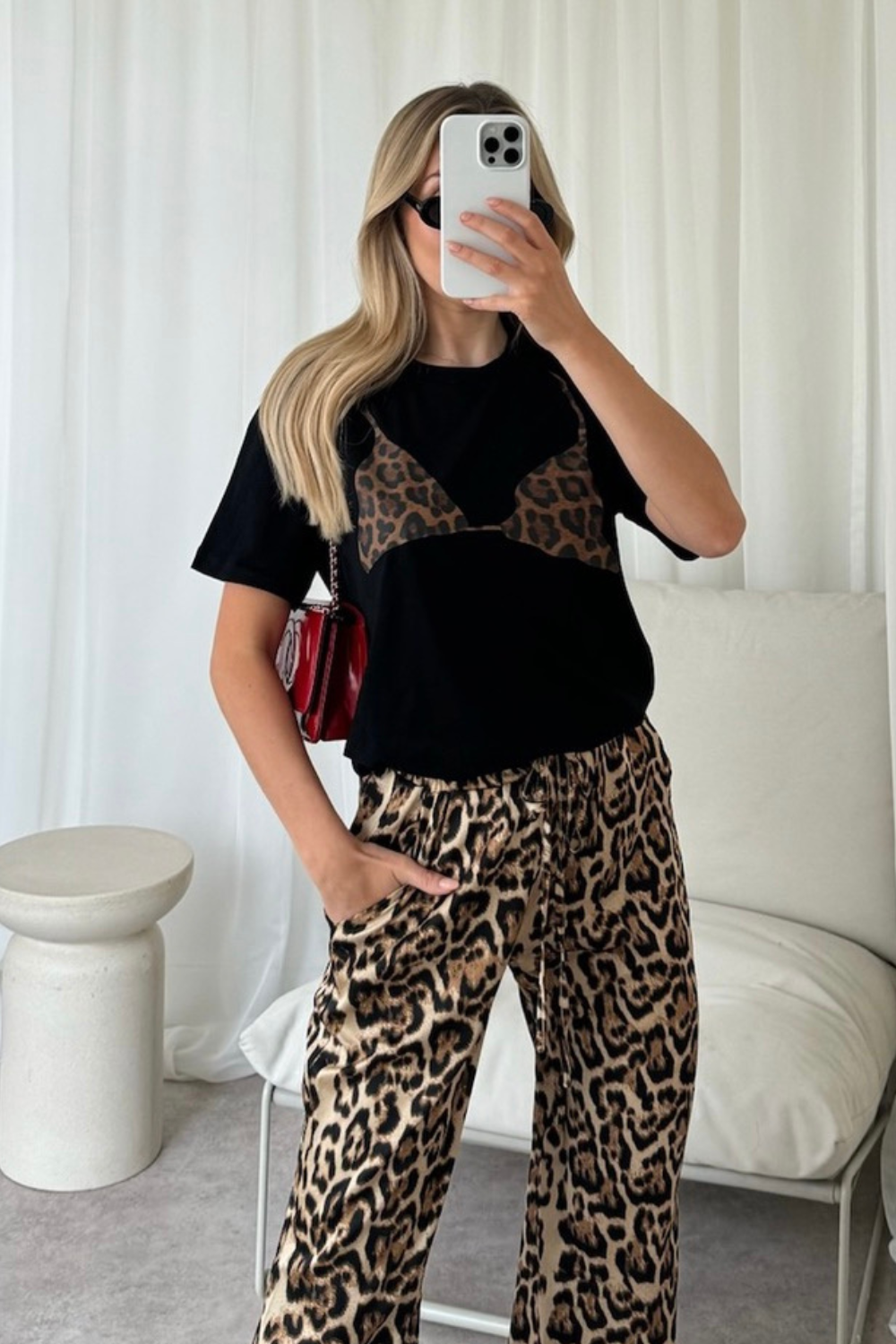 Leopard bra black printed t shirt Glamify Famous For Loungewear