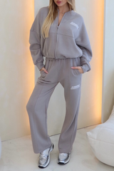 Athletics grey embroidered bomber and straight leg jogger loungewear