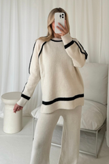 Liberty cream knit sweater and trouser loungewear
