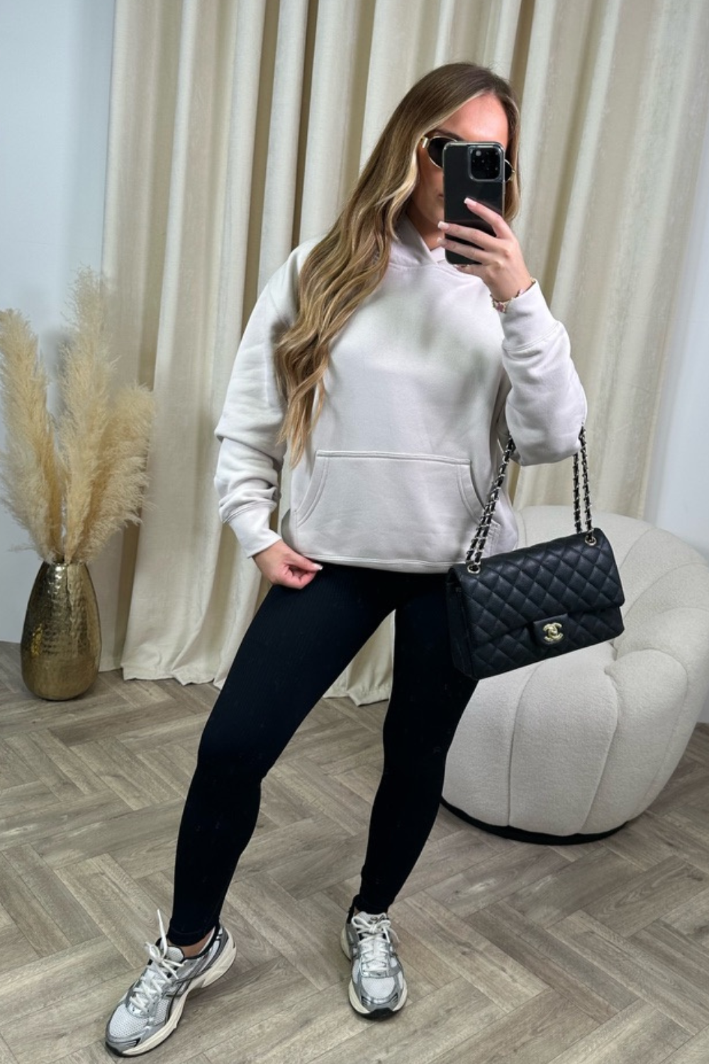 Leisure club black printed hoodie and legging set