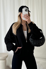 Ava Black Bomber Jacket Loungewear Cash N Carry