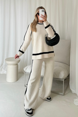 Liberty cream knit sweater and trouser loungewear