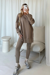 Eden mocha sweater & ribbed legging loungewear
