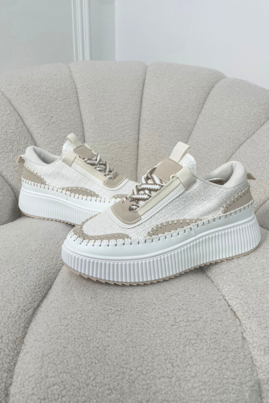 Zoe white platform trainers