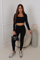GIADA BLACK LONG SLEEVE TROUSER GYM SET