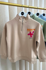 Mini monte carlo stone printed 3/4 zip sweater