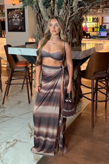 Stassi chocolate ombre braided bralette & maxi skirt co ord