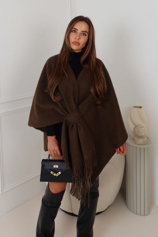 CARLA CHOCOLATE CAPE JACKET