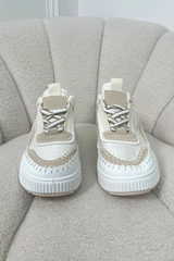 Zoe white platform trainers