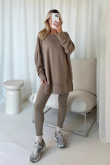 Eden mocha sweater & ribbed legging loungewear