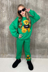 Mini Paris Tee Teddy Green Sweater Loungewear Set Loungewear