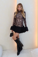 Beau leopard puffball mini dress