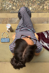 SCOUSE PRINTS 2.0 - BABY BLUE/CHOCOLATE  STRIPE TOP AND TROUSER SET