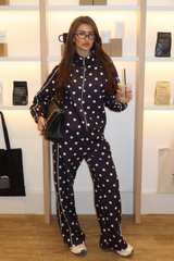 KAIA BLACK POLKA DOT TRACKSUIT TWO PIECE SET