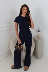 DAPHNE NAVY TOP AND TROUSER CO ORD TWO PIECE SET