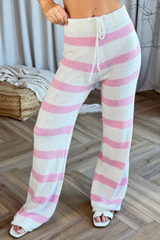 Mila pink & white striped knit trousers