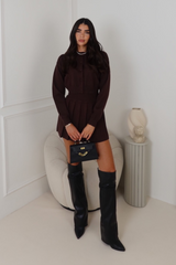 LUANNIE CHOCOLATE KNITTED CARDIGAN