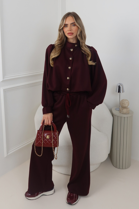 SOPHIA BURGUNDY PUFF JACKET AND TROUSER TRACKSUIT