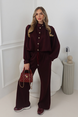 SOPHIA BURGUNDY PUFF JACKET AND TROUSER TRACKSUIT