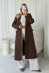 Tara chocolate wool like tailored coat