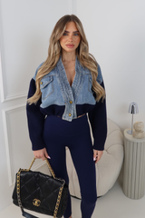 MARNIE NAVY & DENIM DRAWSTRING WAISTBAND JACKET
