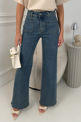JENNY DARK NAVY STRAIGHT  LEG FRONT POCKET JEANS