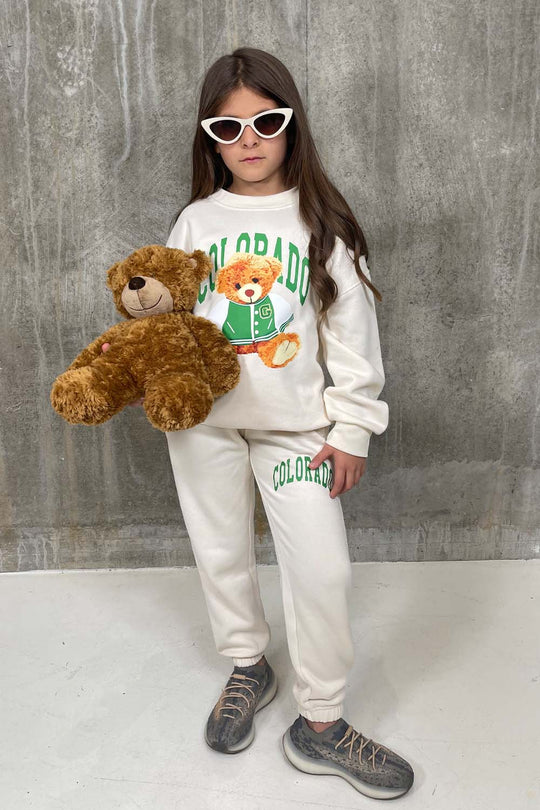 Mini Colorado Teddy ecru sweater loungewear set