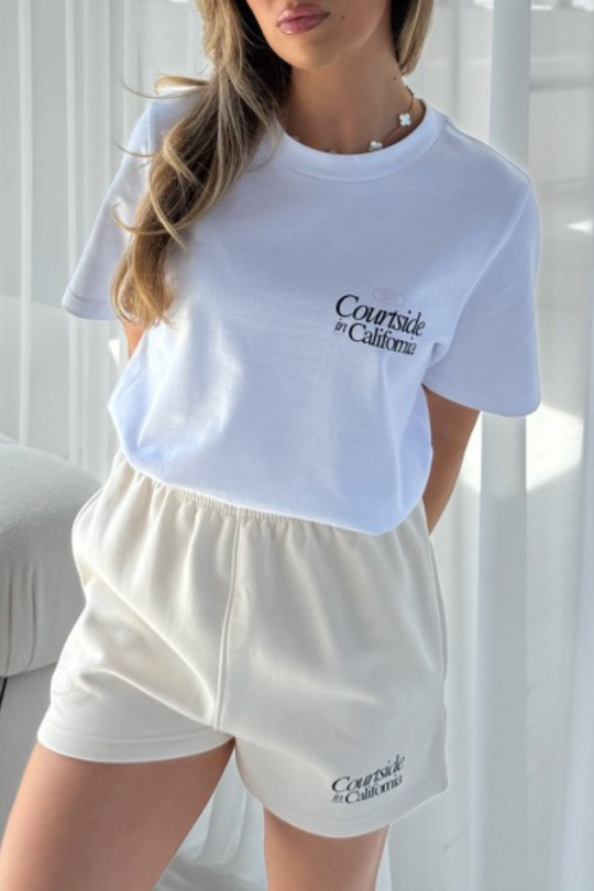California white front & back printed heavyweight oversized t-shirt