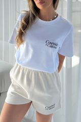 California white front & back printed heavyweight oversized t-shirt