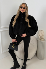 KENNEDY BLACK PUFF SLEEVE CROPPED JACKET