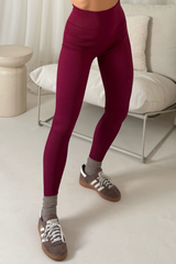 Katy Burgundy Ribbed Leggings Leggings
