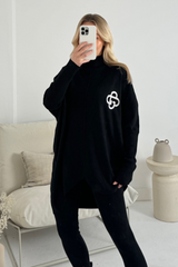 G monogram embroidered black knitted loungewear set