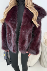OLIVIA DARK CHERRY FAUX FUR COAT