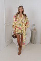 NAOMI LEMON TIE SHIRT DRESS