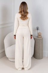 ETTA BEIGE RUCHED SIDE PUFF SHOULDER TRACKSUIT